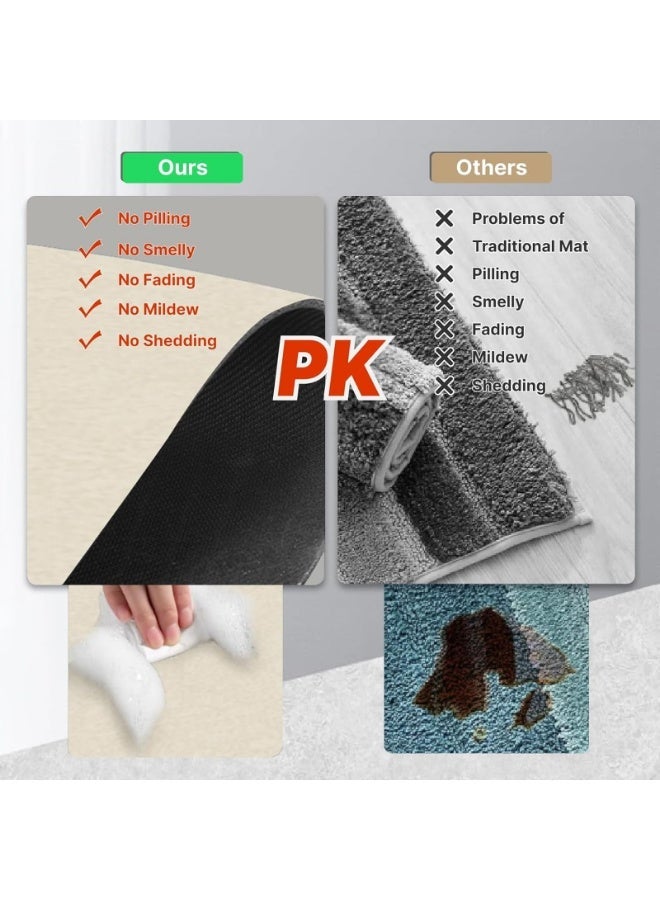 شو وو سجادة حمام دياتوم، سجادات أرضية الحمام مضادة للانزلاق وسجادة حمام سريعة الجفاف، سجادة حوض استحمام فائقة الامتصاص مع سجادة غير قابلة للانزلاق، سميكة وناعمة وسهلة التنظيف، 50 × 80 سم - Image 5